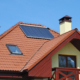 Modern house rooftop with residential lightning protection